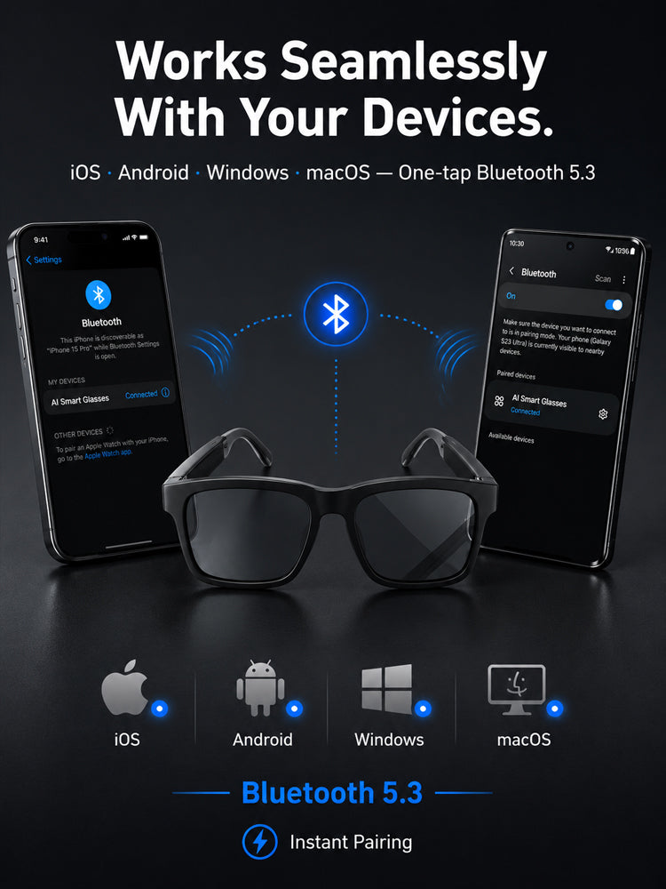Flagship AI Smart Glasses: 3-in-1 Reading, Sunglasses & AI Glasses. Features Auto-Focus & Smart Tint Tech!