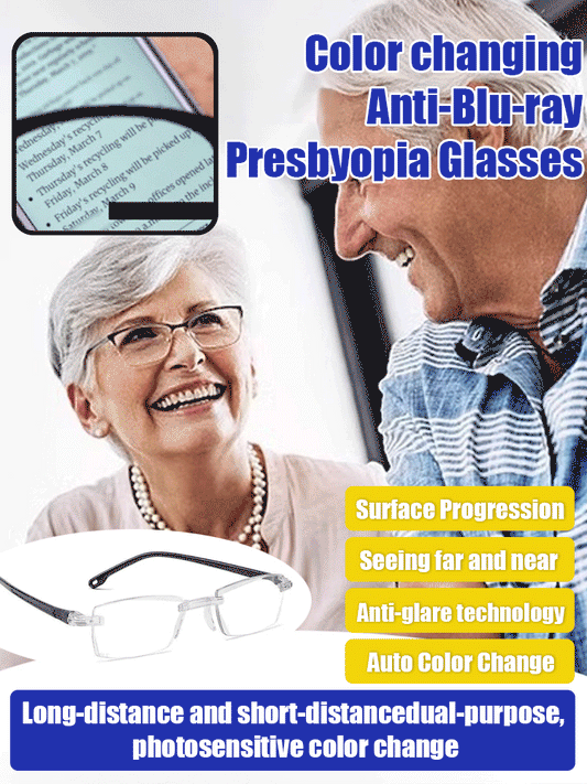 Smart Focus Photochromic Reading Glasses – 100 to 700 Degrees Adjustable, Blue Light Blocking & UV Protection for Presbyopia