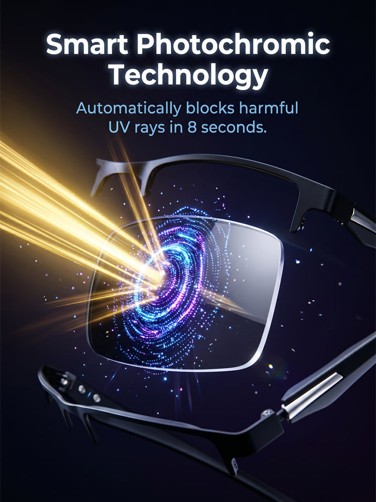 【Adaptive Smart Vision】👓Ultra-light Titanium Alloy Smart Photochromic Half-frame Reading Glasses- Instantly adapts to presbyopia, myopia & astigmatism. No eye exam!