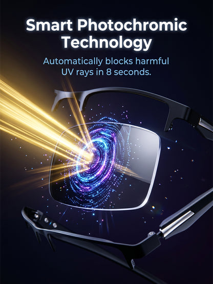 【Adaptive Smart Vision】👓Ultra-light Titanium Alloy Smart Photochromic Half-frame Reading Glasses- Instantly adapts to presbyopia, myopia & astigmatism. No eye exam!