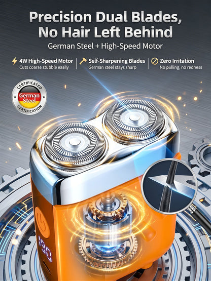 【German precision engineering, a best-selling shaver in Europe and America!】🏆The new generation dual-head pocket shaver，Instant shaving, haircutting, and hair removal in just 1 second! Suitable for the whole family!