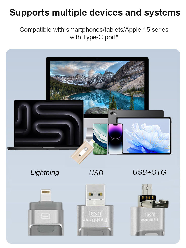 Multi-Use Metal USB Flash Drive - 2TB Storage, Universal Compatibility