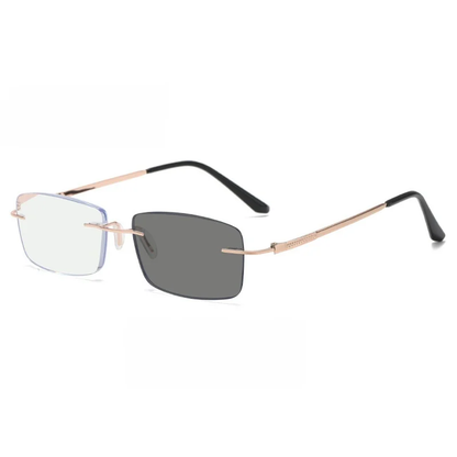 Titanium Frameless Photochromic Blue Light Filter Presbyopic Glasses