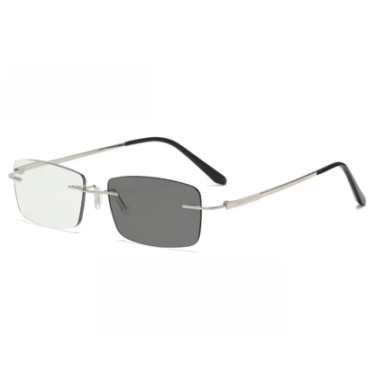 Titanium Frameless Photochromic Blue Light Filter Presbyopic Glasses