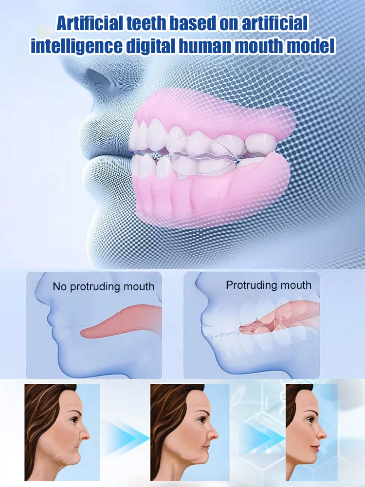 Upgraded upper and lower denture with gum line—gum-line version for ultra-invisibility!✅ Installs in 1 second, comfortable and secure for 48 hours!