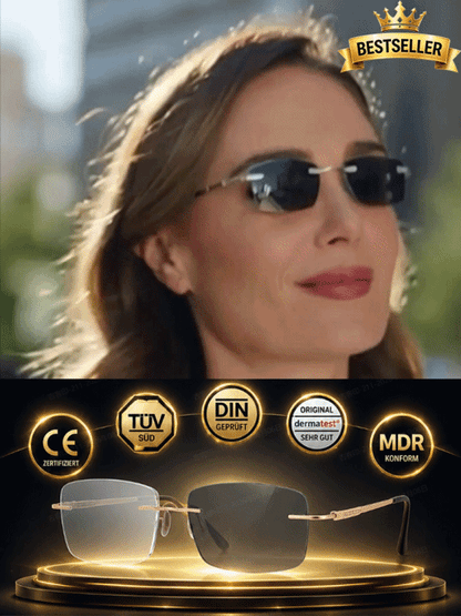 Titanium Frameless Photochromic Blue Light Filter Presbyopic Glasses