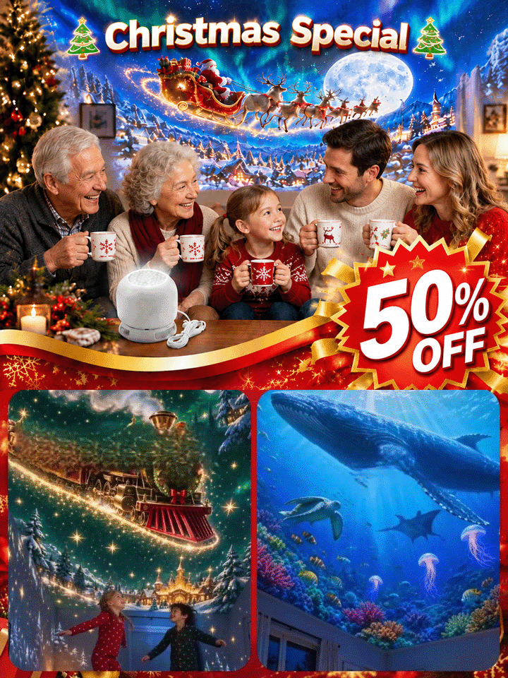 ElumiLand™ 5D Hologram Globe: 4K Ultra-HD design. Step into a Magical Christmas Village or Deep-Sea Wonderland in just 1 second.