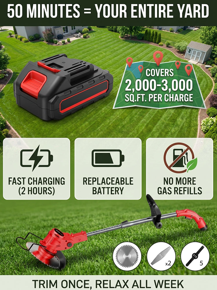 【Ultra-long Endurance】Electric Folding Lawn Mower丨Clear 10 Acres in One Morning