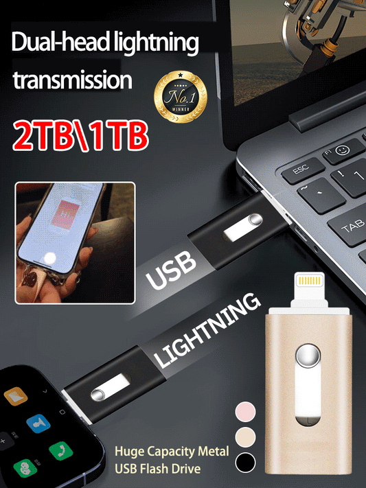 Multi-Use Metal USB Flash Drive - 2TB Storage, Universal Compatibility