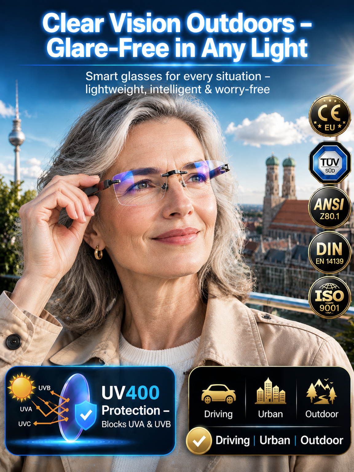 [Autofokus, Lieferung innerhalb von 7 Tagen] Lesebrille mit Diamantschliff