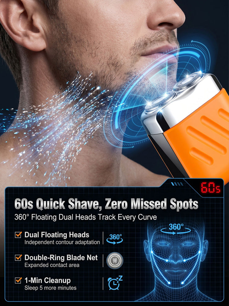【German precision engineering, a best-selling shaver in Europe and America!】🏆The new generation dual-head pocket shaver，Instant shaving, haircutting, and hair removal in just 1 second! Suitable for the whole family!