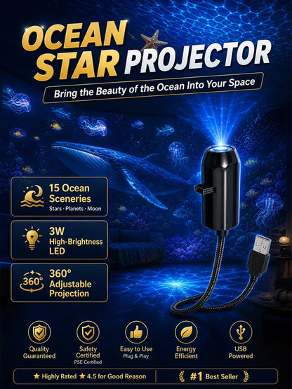 Comauo™ Ocean & Galaxy Projector: Ultra-HD Sphere Tech, Turns Your Room & Car Into an Aquarium in 1s.