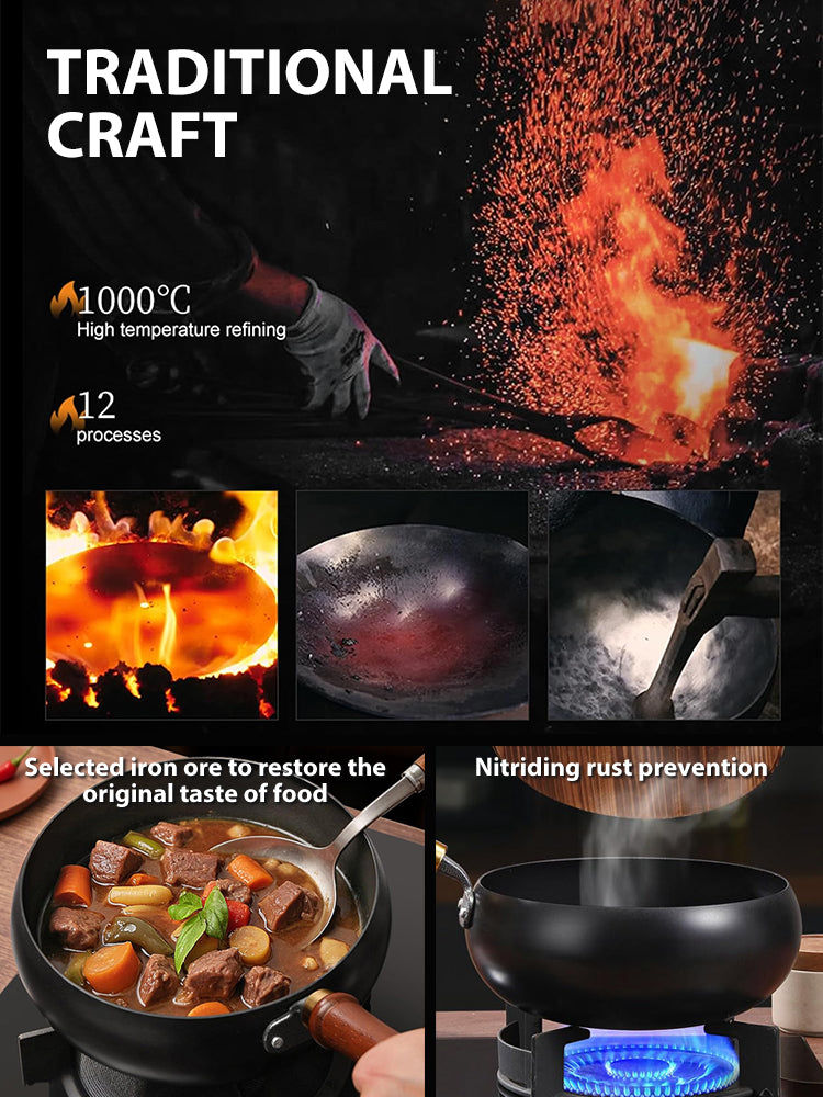 🔥🔥🔥【Heritage Craftsmanship】CenturyPan™ Handcrafted Cast Iron - Built to Last 100 Years！Grill, Fry, Steam, Bake, and More！