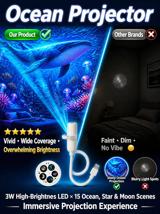 Comauo Ocean & Galaxy Projector: Ultra-HD Sphere Tech, Turns Your Room & Car Into an Aquarium in 1s.