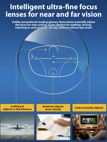 【Adaptive Smart Vision】👓Ultra-light Titanium Alloy Smart Photochromic Half-frame Reading Glasses- Instantly adapts to presbyopia, myopia & astigmatism. No eye exam!
