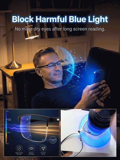 【Adaptive Smart Vision】👓Ultra-light Titanium Alloy Smart Photochromic Half-frame Reading Glasses- Instantly adapts to presbyopia, myopia & astigmatism. No eye exam!
