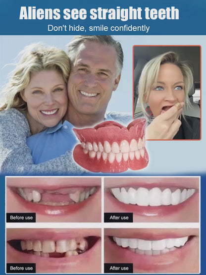 Upgraded upper and lower denture with gum line—gum-line version for ultra-invisibility!✅ Installs in 1 second, comfortable and secure for 48 hours!